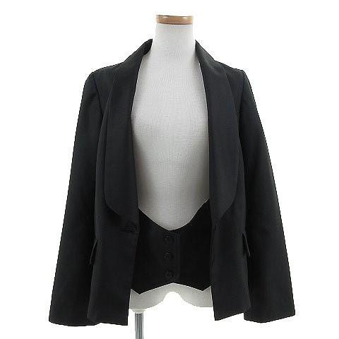 グーポップ goopop ジャケット 長袖 ショールカラー ジレ付 ブラック 