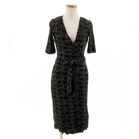 バナナリパブリック Banana Republic ワンピース 五分袖 ミディ丈 リボン 総柄 ブラック 黒 グレー Xs レディース 155 ブランド古着販売のベクトル 通販 Yahoo ショッピング