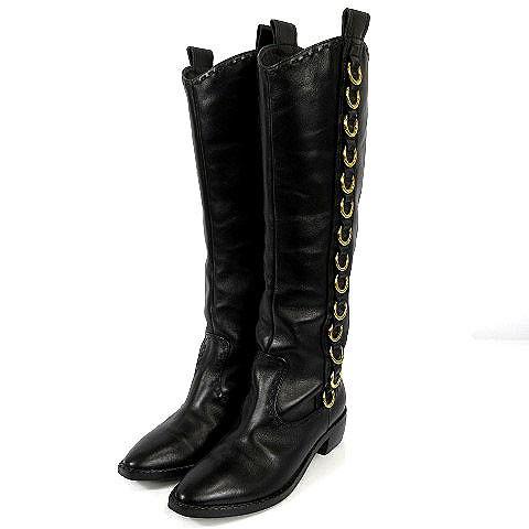 ジュゼッペザノッティデザイン GIUSEPPE ZANOTTI DESIGN ブーツ ロングブーツ レザー リング装飾 イタリア製 ブラック 黒 ゴールド 35｜vectorpremium