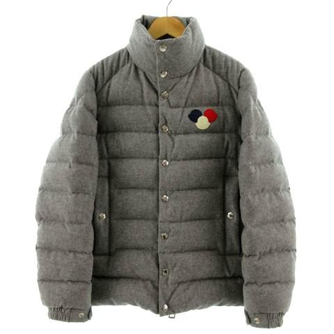 モンクレール MONCLER ダウンジャケット BREVAL GIUBBOTTO トリコロールロゴ ウール混 グレー 0 メンズ :155