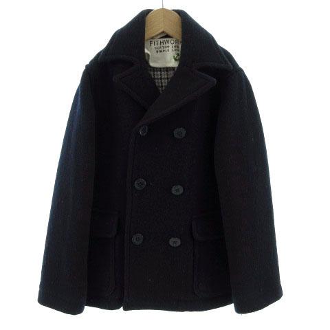 フィス FITH コート Pコート ダブル ウール混 ネイビー 紺 キッズ  