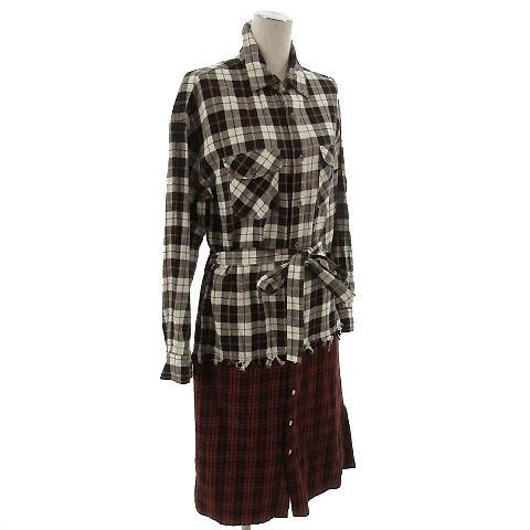 中古 マウジー Moussy ワンピース ネルシャツワンピース ロング フリンジ 長袖 チェック切替 オフ白 レッド 赤 黒 黄色 F レディース ベクトル 古着 155 ブランド古着販売のベクトル 通販 Yahoo ショッピング