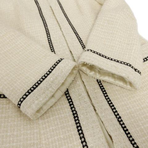 ジャスグリッティー JUSGLITTY コート ノーカラー ツイード アイボリー