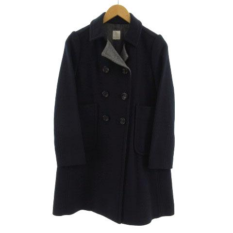 ブラーミン BRAHMIN コート ダブル ウール混 日本製 ネイビー 紺 38  
