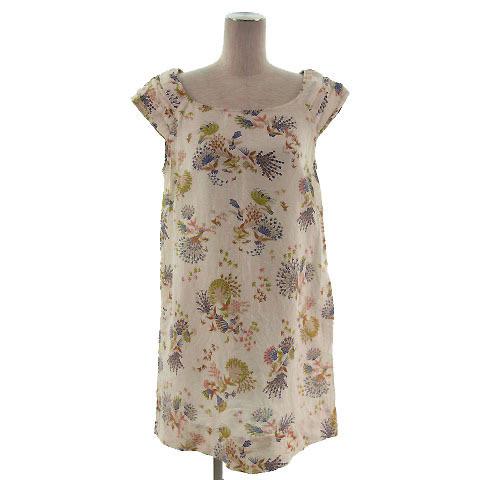 中古 ザラ ベーシック Zara Basic ワンピース ひざ丈 半袖 総柄 リネン混 ベージュ系 マルチカラー M レディース ベクトル 古着 155 ブランド古着販売のベクトル 通販 Yahoo ショッピング