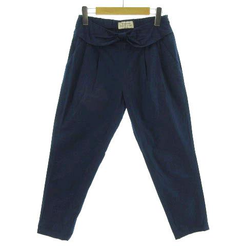 ネセセア nesessaire パンツ テーパード リボン 日本製 ブルー 青 38 
