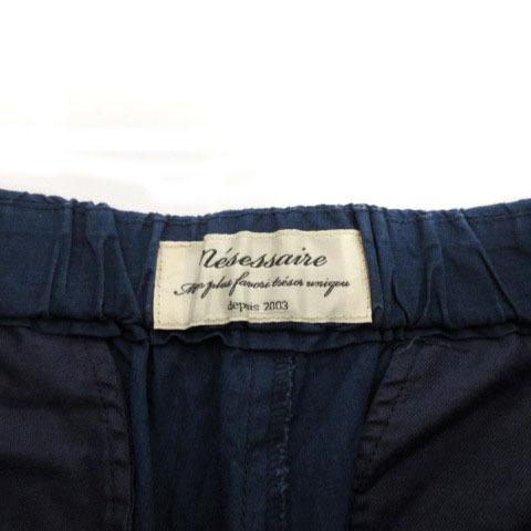 ネセセア nesessaire パンツ テーパード リボン 日本製 ブルー 青 38 