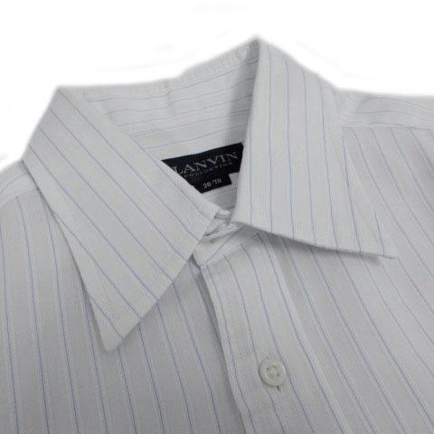 たしろ屋 M392新品LANVINランバン 綿リネン長袖ドレスシャツ白39－80