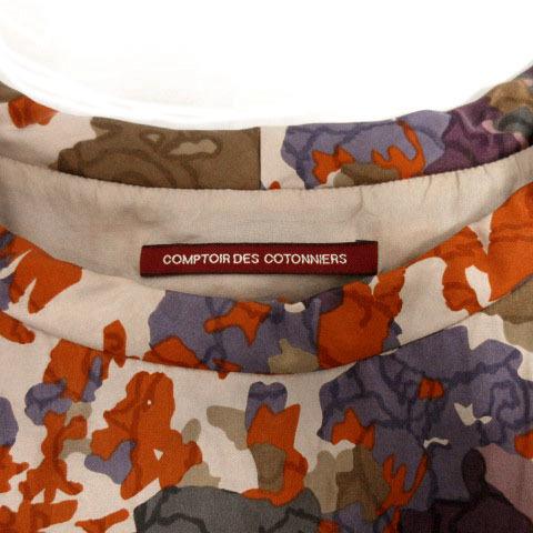 コントワーデコトニエ COMPTOIR DES COTONNIERS ワンピース 半袖 ミディ丈 シルク混 総柄 ベージュ マルチカラー 36 レディース｜vectorpremium｜07