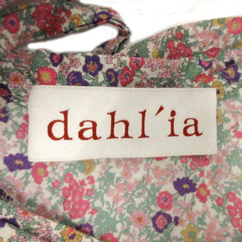 ダリア dahl'ia ワンピース ノースリーブ ひざ丈 日本製 花柄