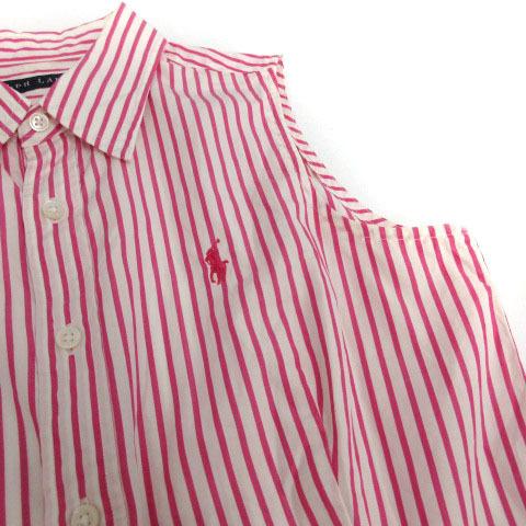 ラルフローレン Ralph Lauren シャツ ノースリーブ ストライプ ポニー 刺繍 ピンク ホワイト 白 5 レディース 155 ブランド古着販売のベクトル 通販 Yahoo ショッピング