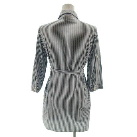 黒のストライプ 七分袖シャツワンピース 黒のストライプ 七分袖シャツワンピース シャツワンピース シャツ