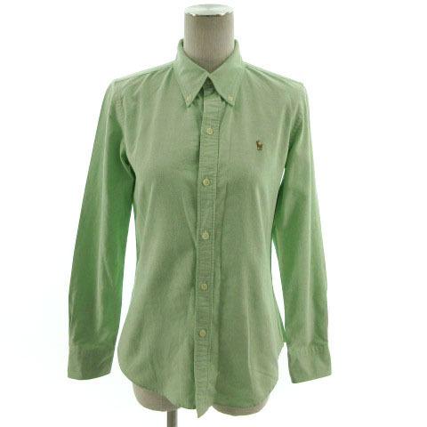 ラルフローレン Ralph Lauren シャツ 長袖 ボタンダウン ポニー刺繍 コットン グリーン 緑 9 レディース 155 ブランド古着販売のベクトル 通販 Yahoo ショッピング