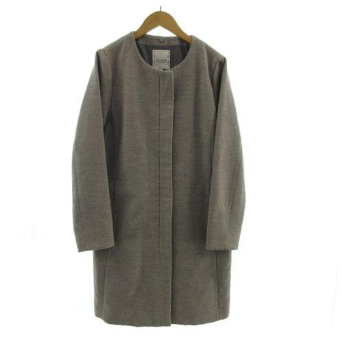 テチチ Te chichi コート ノーカラー ジップアップ グレー M