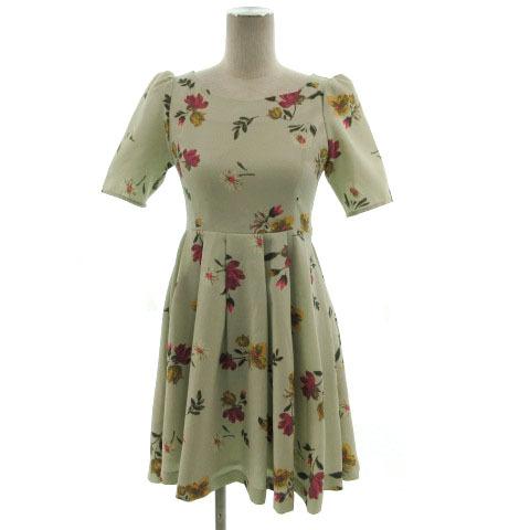 中古 ダズリン Dazzlin ワンピース ひざ丈 フレア 半袖 花柄 ライトグリーン マルチカラー S レディース ベクトル 古着 155 ブランド古着販売のベクトル 通販 Yahoo ショッピング