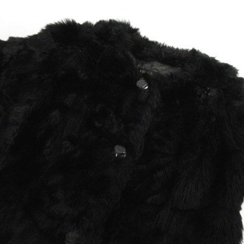 rienda 定番 黒ファーコート リエンダ rienda コート フェイクファー ノーカラー 七分袖 ブラック