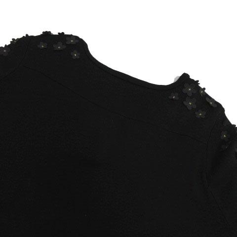 ドレスキャンプ DRESSCAMP カットソー 長袖 Vネック 花装飾 日本製 