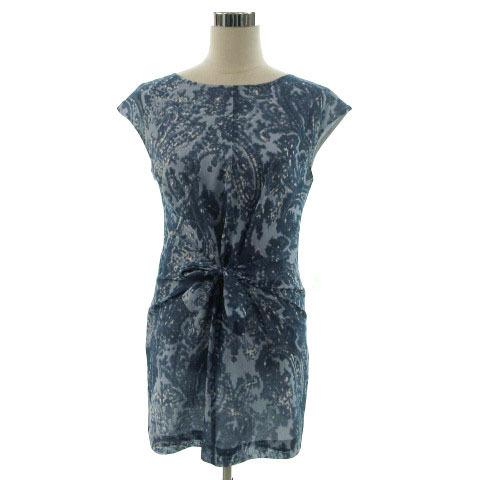 イネド Ined ワンピース フレンチスリーブ ミニ丈 ウエストリボン 総柄 ブルー 青 9 レディース 155 ブランド古着販売のベクトル 通販 Yahoo ショッピング