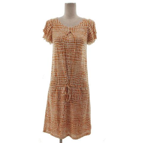 シンプリシテェ Simplicite ワンピース ひざ丈 Uネック ジラフ柄 オレンジ オフ白 155 ブランド古着販売のベクトル 通販 Yahoo ショッピング