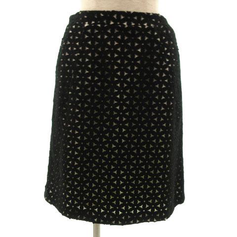 ミリー milly スカート ミディ丈 タイト ウール混 花柄レース ブラック  