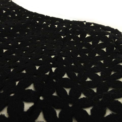 ミリー milly スカート ミディ丈 タイト ウール混 花柄レース ブラック  