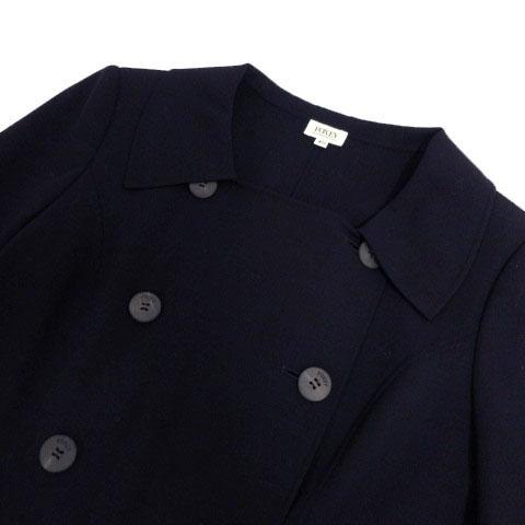 フォクシー FOXEY ジャケット ダブル ウール混 ネイビー 紺 40  