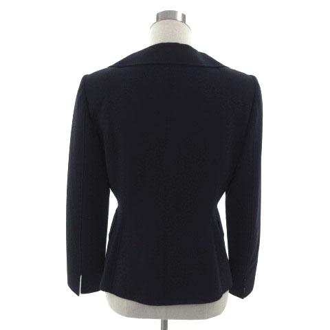 フォクシー FOXEY ジャケット ダブル ウール混 ネイビー 紺 40  