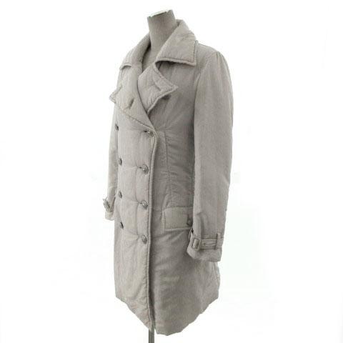 【中古】イッセイミヤケ ISSEY MIYAKE コート ダブル ナイロン 中綿入り 日本製 ライトグレー 2 レディース ISSEY MIYAKE（イッセイミヤケ） コート ダブル ナイロン 中綿入り
