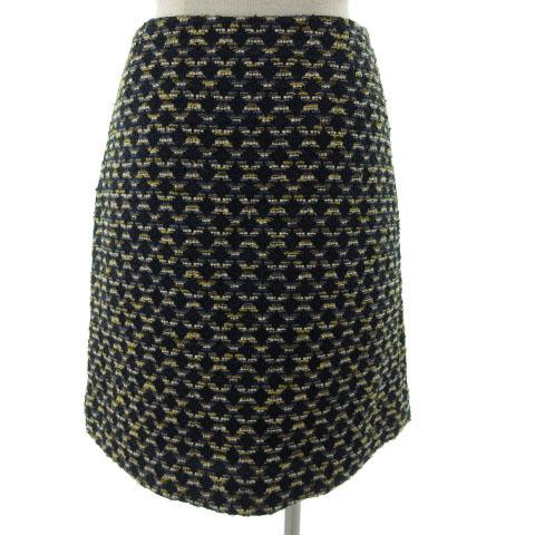 プリングル Pringle 1815 スカート 台形 ミニ ツイード調 ネイビー 紺  