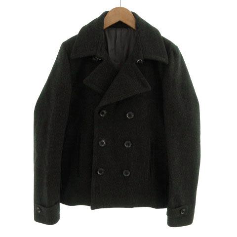 トミーヒルフィガー　シンプル　定番　ブラック　Pコート　ウールコート　Мサイズ トミーヒルフィガーシンプル定番ブラックPコートウールコートМサイズ