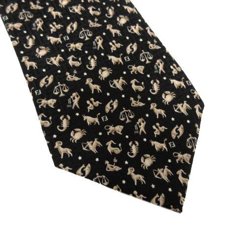 【新品未使用】フェンディ　ナローネクタイ　ズッカ柄　シルク100% FENDI（フェンディ） ネクタイ ナロータイ イタリア製 シルク100