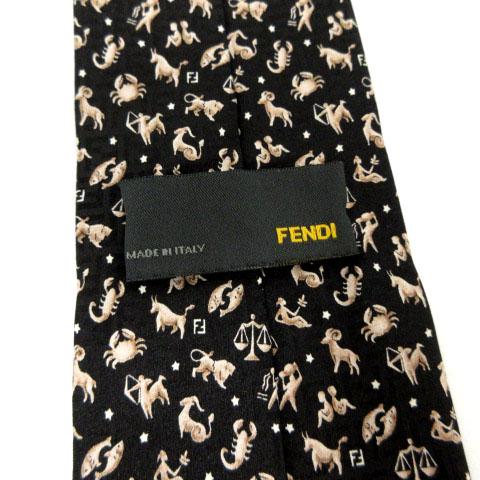 【新品未使用】フェンディ　ナローネクタイ　ズッカ柄　シルク100% FENDI（フェンディ） ネクタイ ナロータイ イタリア製 シルク100