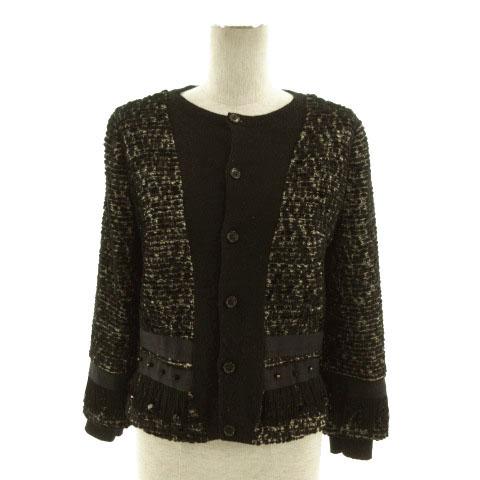 アンソール ENSOR CIVET ジャケット ノーカラー ツイード ニット 
