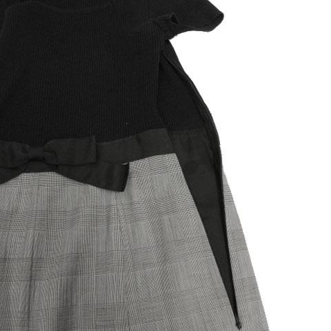 ルネ Rene ワンピース 半袖 スクエアネック リブニット切替え リボン 