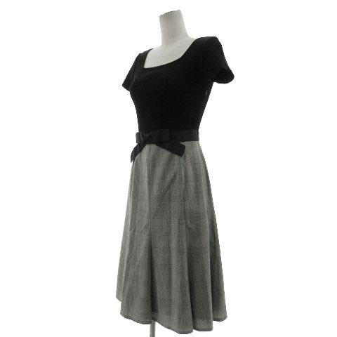 ルネ Rene ワンピース 半袖 スクエアネック リブニット切替え  