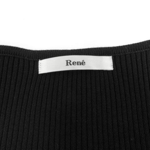 ルネ Rene ワンピース 半袖 スクエアネック リブニット切替え リボン 