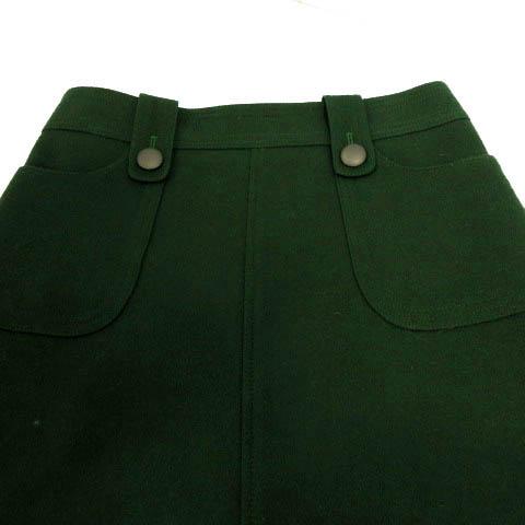 ルカ LUCA スカート 台形 ひざ丈 日本製 ウール混 グリーン 緑 36