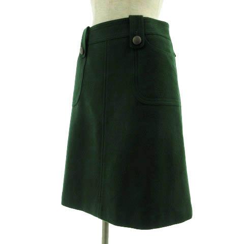 ルカ LUCA スカート 台形 ひざ丈 日本製 ウール混 グリーン 緑 36