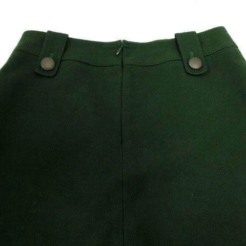 ルカ LUCA スカート 台形 ひざ丈 日本製 ウール混 グリーン 緑 36