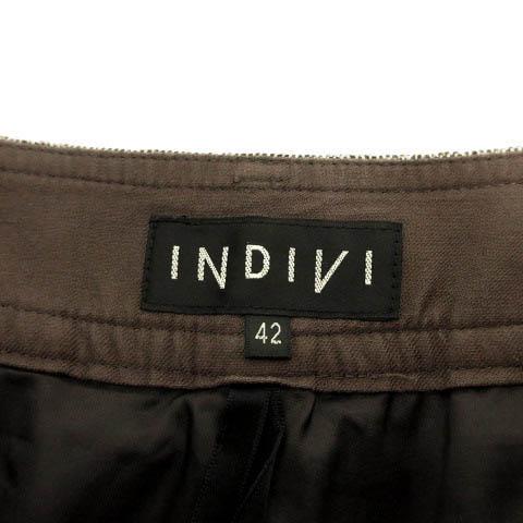 インディヴィ INDIVI パンツ ショートパンツ カシミヤ混 ツイード 日本製 ブラウン 茶 ホワイト 白 42 大きいサイズ レディース｜vectorpremium｜08