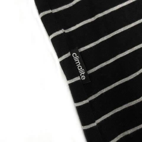 アディダス adidas Tシャツ 半袖 ロゴ刺繍 ボーダー ブラック 黒 グレー L メンズ｜vectorpremium｜04
