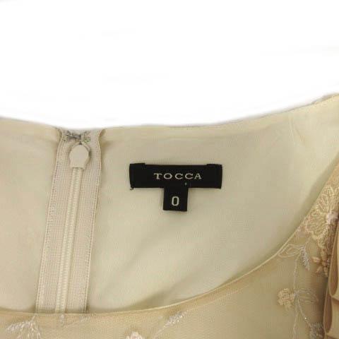トッカ TOCCA ワンピース ショルダーリボン 半袖 パフスリーブ ひざ丈  