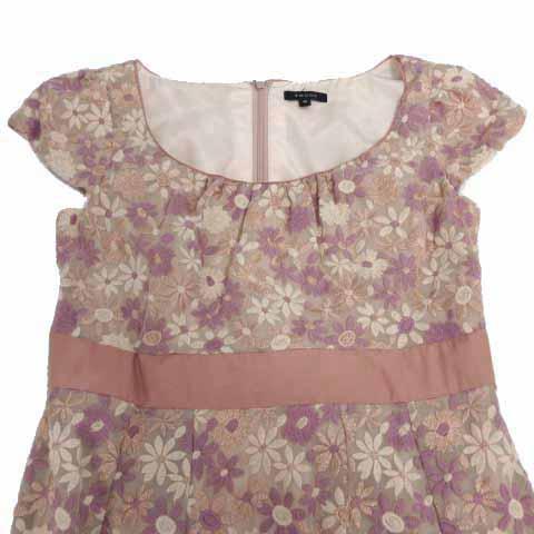 トッカ TOCCA ワンピース フレンチスリーブ ひざ丈 日本製 花柄刺繍