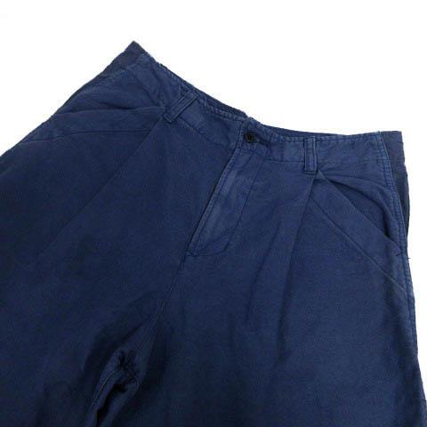 ズッカ zucca パンツ ワイドパンツ リネン混 日本製 ブルー 青 L