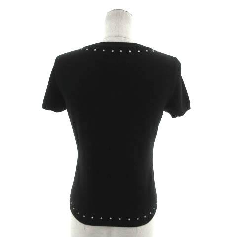 ミス アシダ ニット セーター 半袖 ラインストーン カシミヤ100％ 黒 M ミス アシダ ニット セーター 半袖 ラインストーン カシミヤ100％ 黒 M