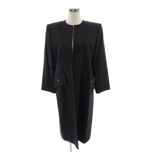 【中古】ジバンシィ GIVENCHY コート ノーカラー ロング丈 羽織り ウール ネイビー 紺 12 レディース ジバンシィ GIVENCHY コート ノーカラー ロング丈 羽織り ウール