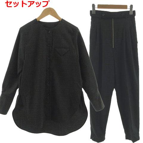 ハッシュニュアンス #newans セットアップ シャツ ノーカラー 長袖 