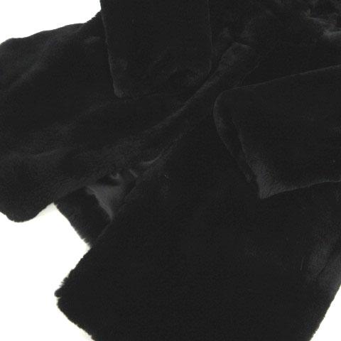 コート 毛皮 リアルファー ステンカラー ブローチ ブラック 黒