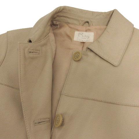 Ray BEAMS ベージュ　レザージャケット M レイビームス Ray Beams ジャケット ステンカラー 羊皮 レザー