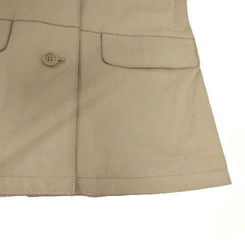 Ray BEAMS ベージュ　レザージャケット M レイビームス Ray Beams ジャケット ステンカラー 羊皮 レザー